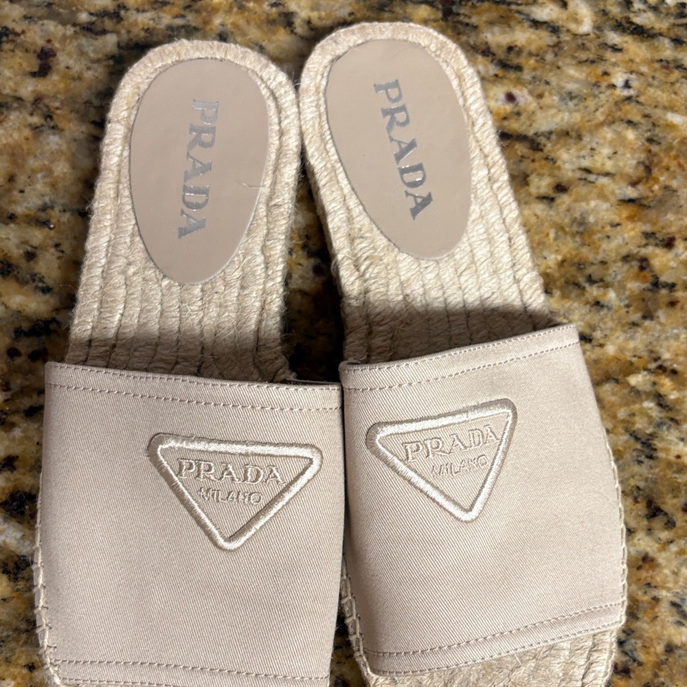 Prada Women's Cream Slide Sandals